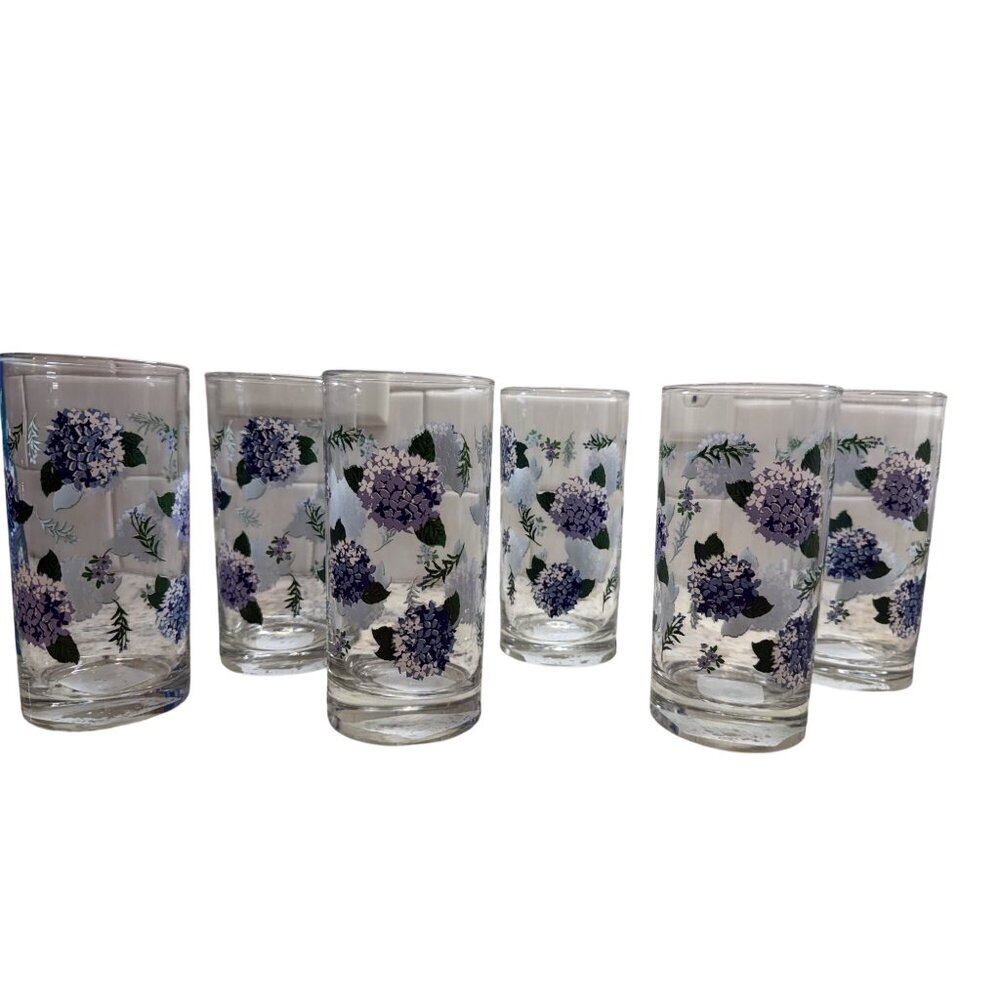 Set of 6 Blue Hydrangea Cooler Glasses – 16.3 oz - Picture 4 of 5